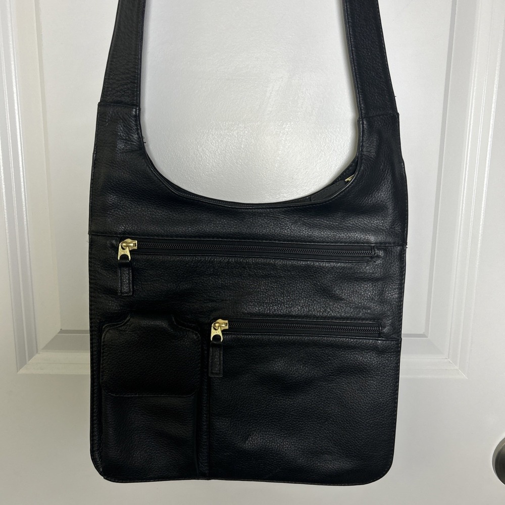 JP Ourse & Cie Traveler‎ Leather  Crossbody Shoulder Bag Purse Handbag Black